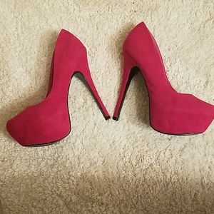 🌺 Alba Hot Pink Suede Platform Stiletto Pumps